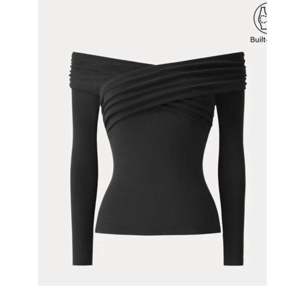 NWT OGL Light Warm Eco Mousse Criss Cross Off Shoulder Brami Top Size 2XL black